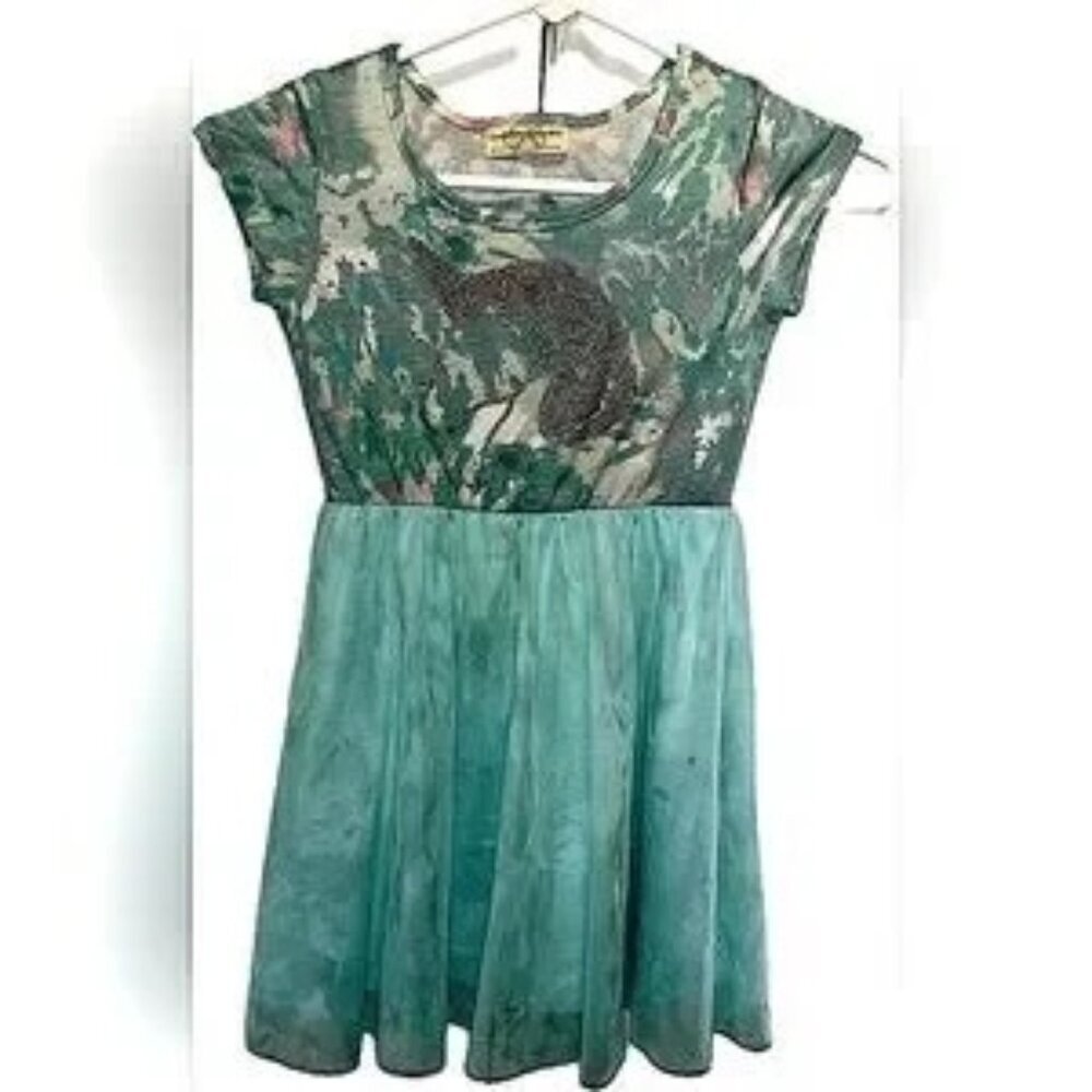 Check out this cute ocean-colored full-length dress for 4-5 year-olds!